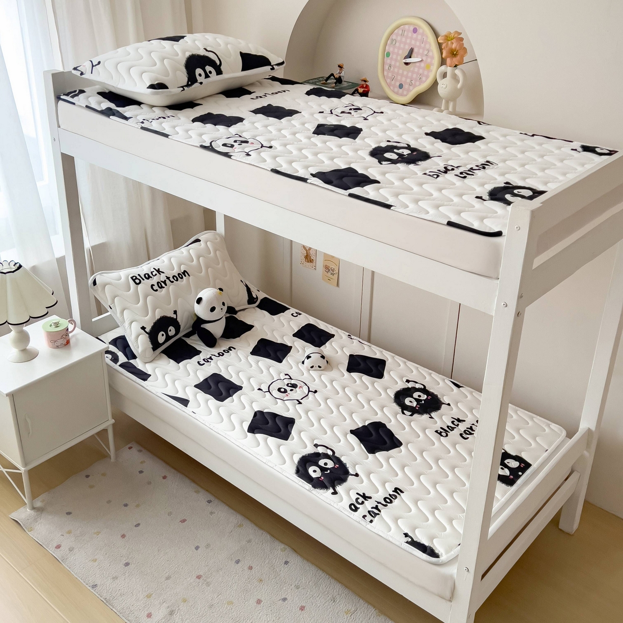 希廷顿 2026新款印花夹棉防水床垫学生款 小煤球