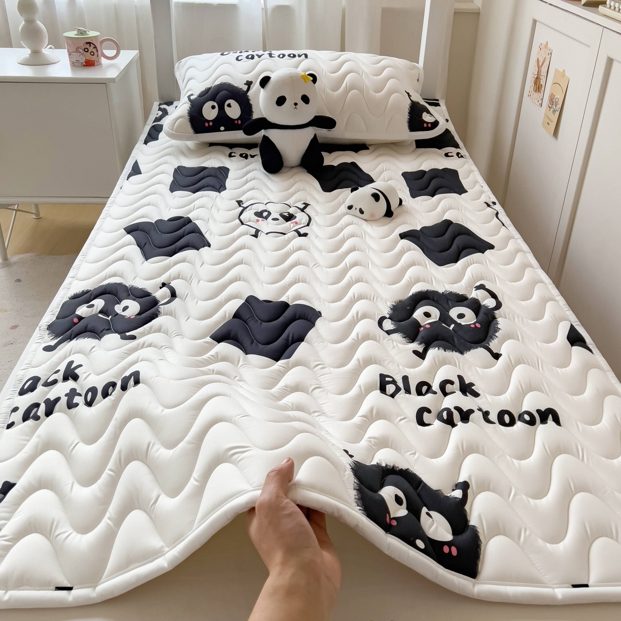 91家纺网 家纺一手货源 找家纺 希廷顿 2026新款印花夹棉防水床垫学生款 小煤球