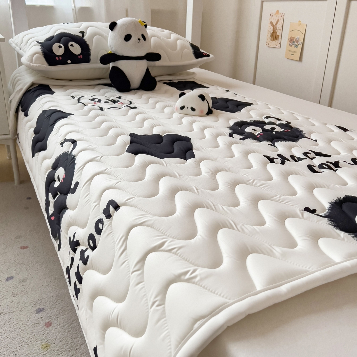 91家纺网 家纺一手货源 找家纺 希廷顿 2026新款印花夹棉防水床垫学生款 小煤球