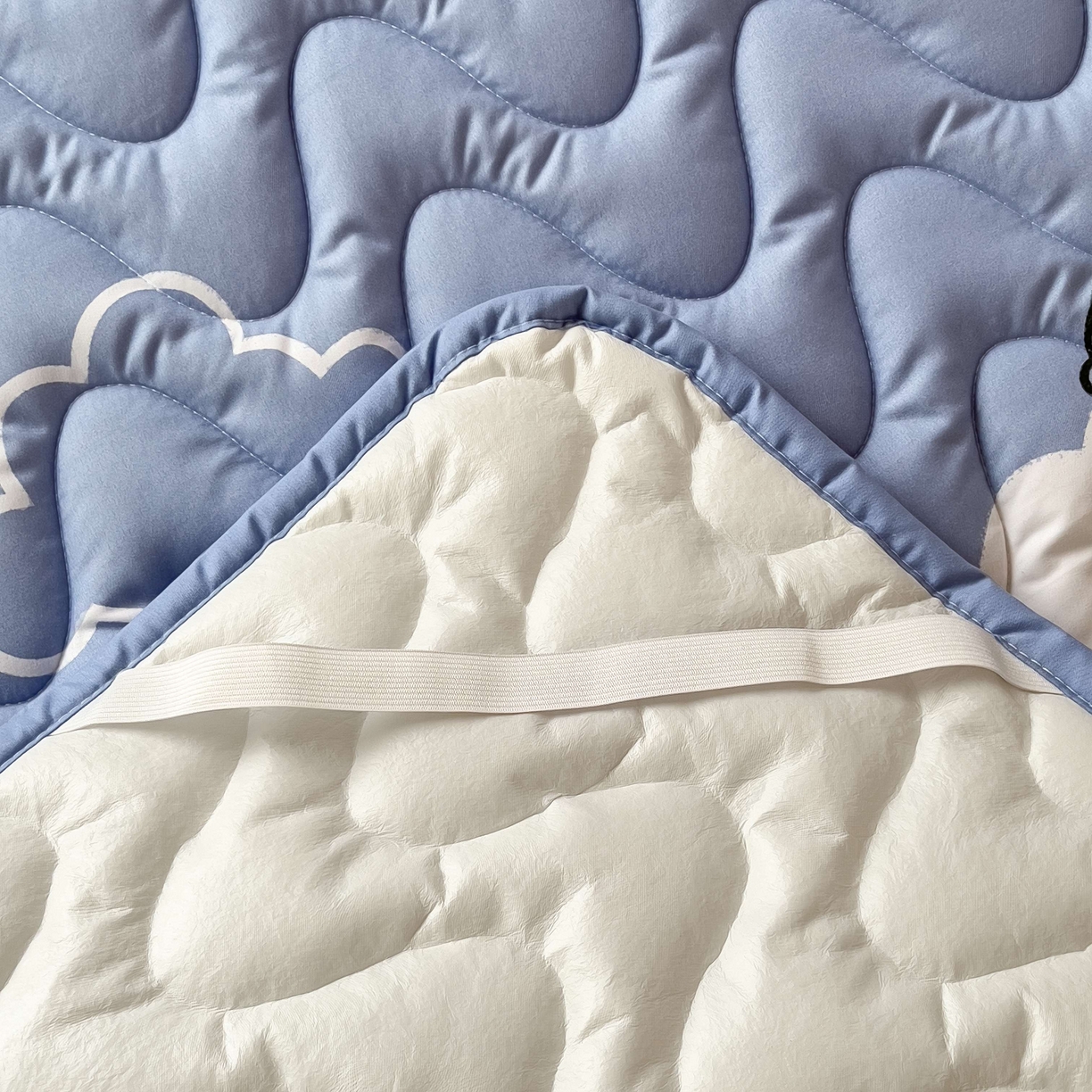 91家纺网 家纺一手货源 找家纺 希廷顿 2026新款印花夹棉防水床垫学生款 云之恋