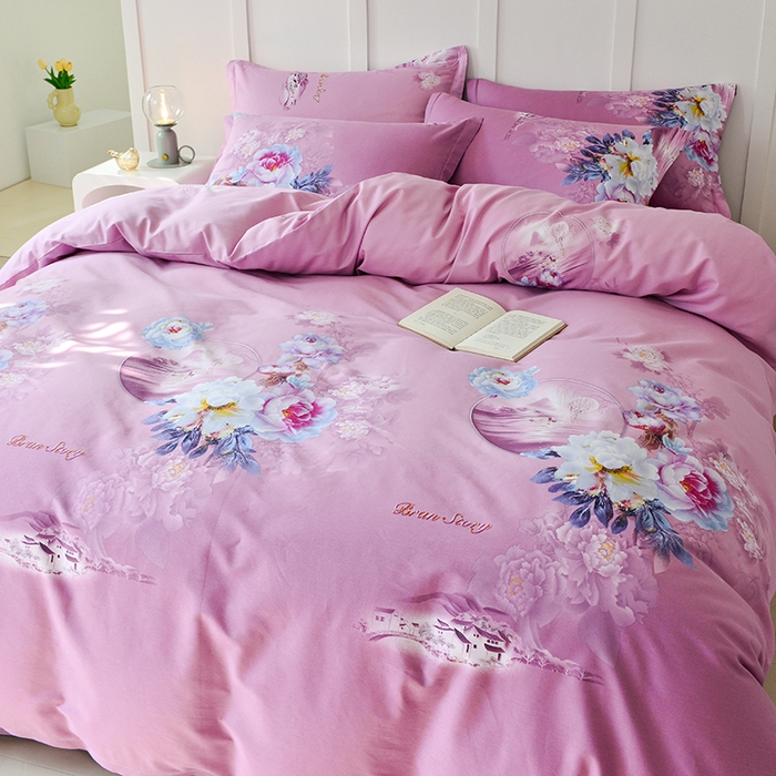 91家纺网 家纺一手货源 找家纺 登登 2024新款直播爆款清新风纯棉全棉三四件套 宁静