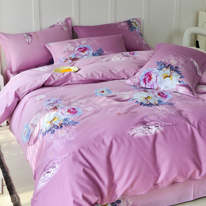 91家纺网 家纺一手货源 找家纺 登登 2024新款直播爆款清新风纯棉全棉三四件套 宁静