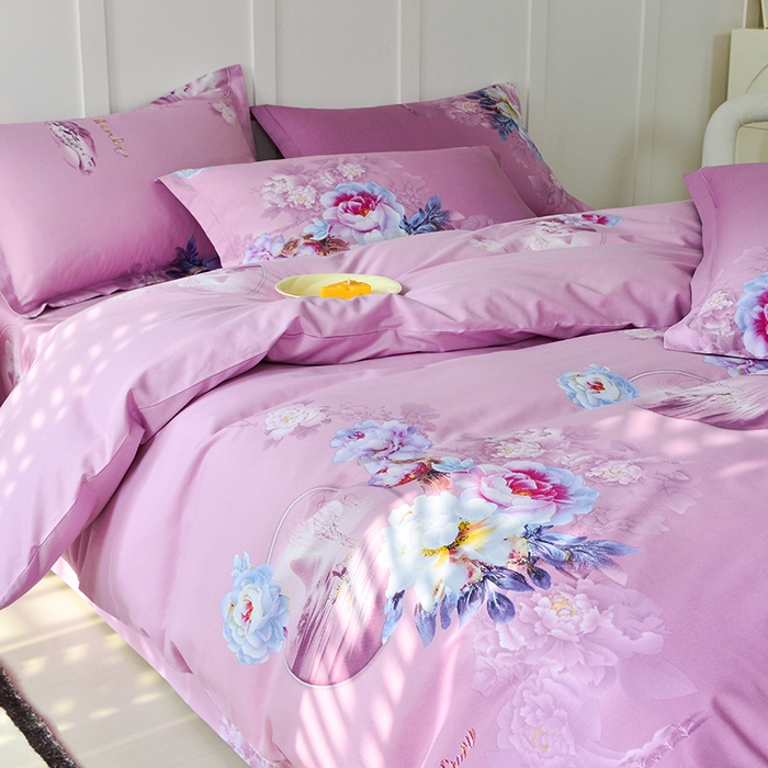 91家纺网 家纺一手货源 找家纺 登登 2024新款直播爆款清新风纯棉全棉三四件套 宁静