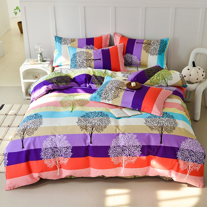 91家纺网 家纺一手货源 找家纺 登登 2024新款直播爆款清新风纯棉全棉三四件套 树影