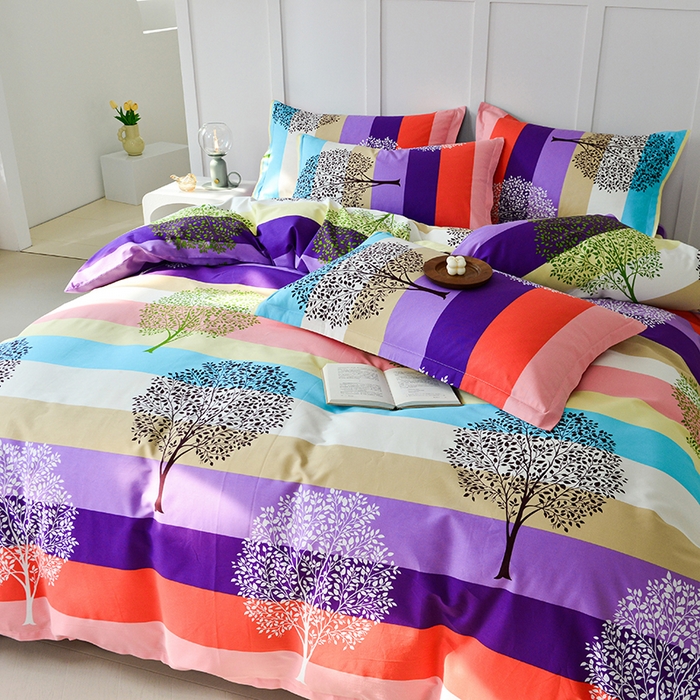 91家纺网 家纺一手货源 找家纺 登登 2024新款直播爆款清新风纯棉全棉三四件套 树影