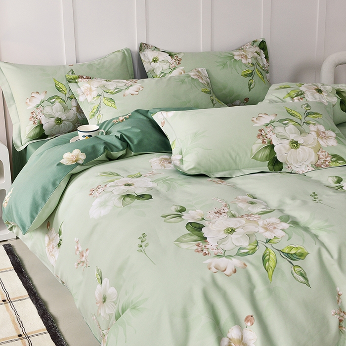 91家纺网 家纺一手货源 找家纺 登登 2024新款直播爆款清新风纯棉全棉三四件套 素雅