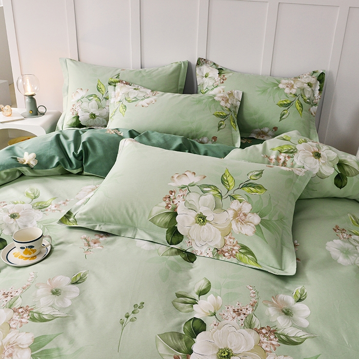 91家纺网 家纺一手货源 找家纺 登登 2024新款直播爆款清新风纯棉全棉三四件套 素雅