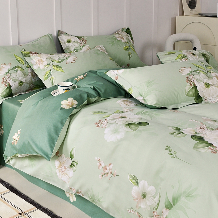 91家纺网 家纺一手货源 找家纺 登登 2024新款直播爆款清新风纯棉全棉三四件套 素雅