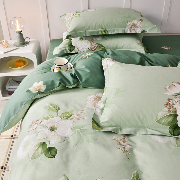 91家纺网 家纺一手货源 找家纺 登登 2024新款直播爆款清新风纯棉全棉三四件套 素雅