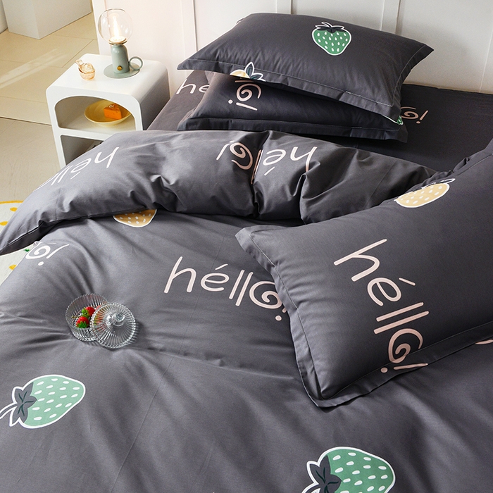 91家纺网 家纺一手货源 找家纺 登登 2024新款直播爆款清新风纯棉全棉三四件套 小莓好