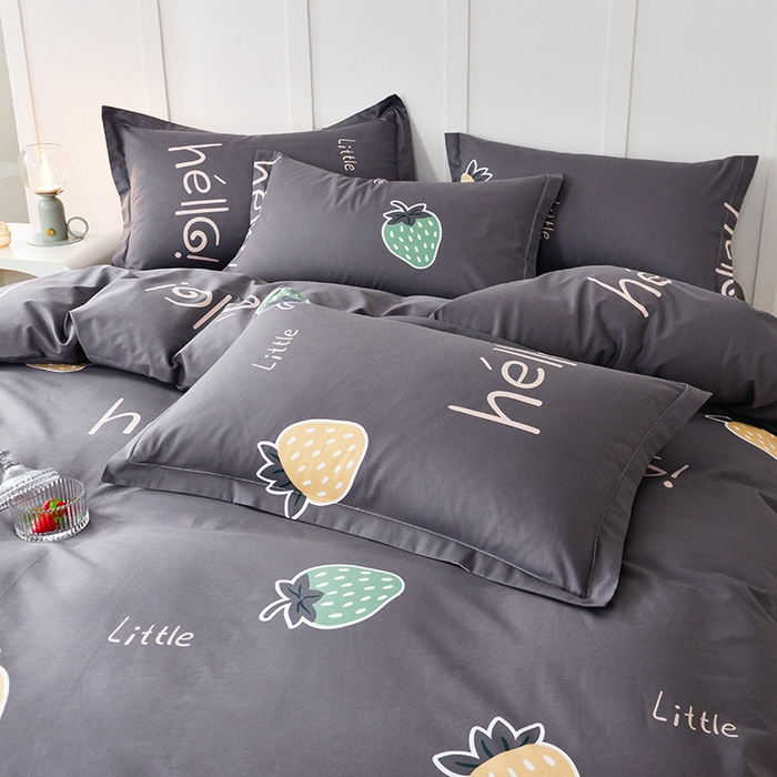 91家纺网 家纺一手货源 找家纺 登登 2024新款直播爆款清新风纯棉全棉三四件套 小莓好