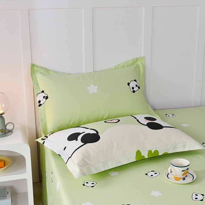 91家纺网 家纺一手货源 找家纺 登登 2024新款直播爆款清新风纯棉全棉三四件套 幸运熊猫