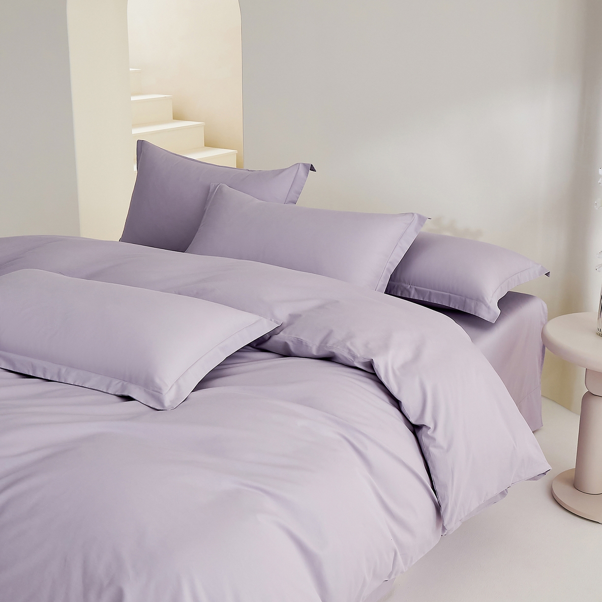 91家纺网 家纺一手货源 找家纺 元元家居（元元被业） 2026新款全棉纯棉13372床盖款四件套-纯色款 罗兰紫
