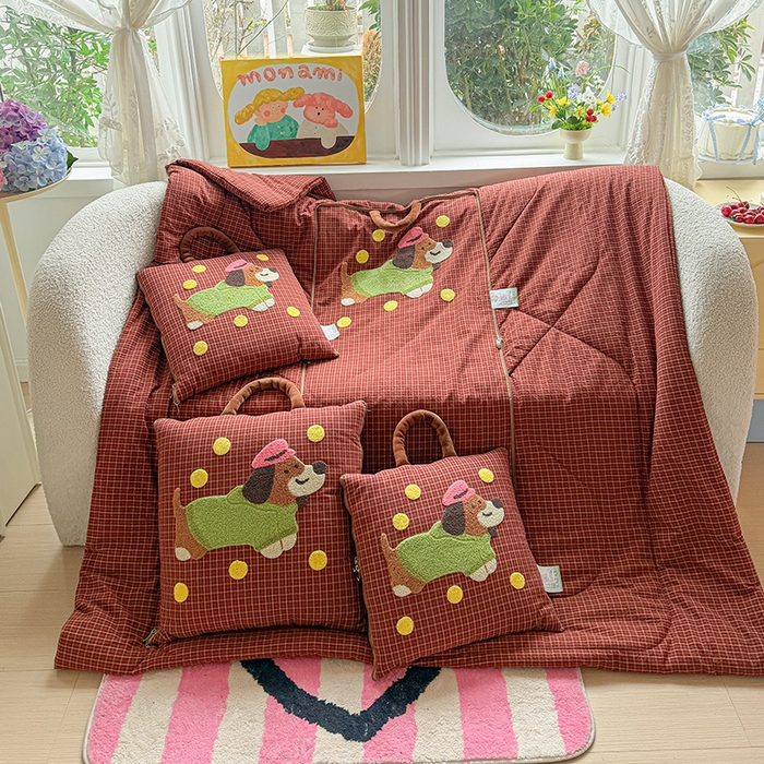 91家纺网 家纺一手货源 找家纺 （总）古本家居 2026新款全棉毛巾绣帽子狗抱枕被系列