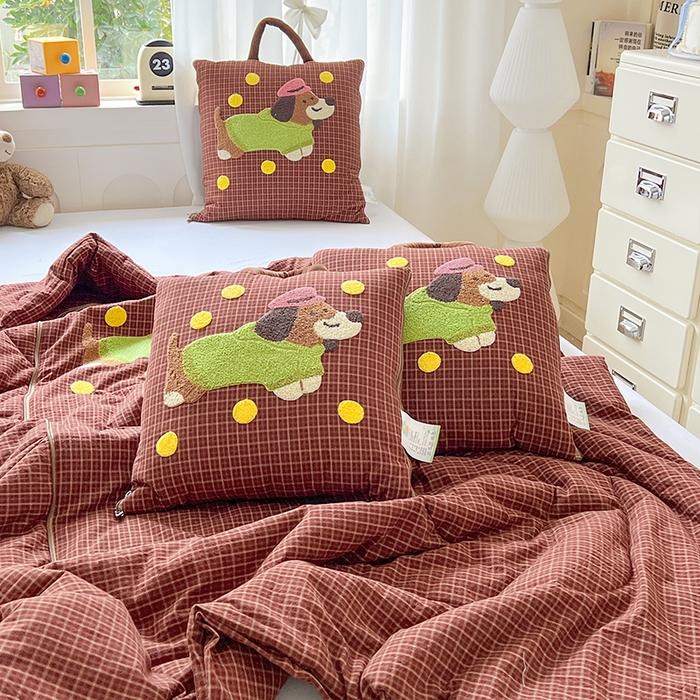 91家纺网 家纺一手货源 找家纺 （总）古本家居 2026新款全棉毛巾绣帽子狗抱枕被系列