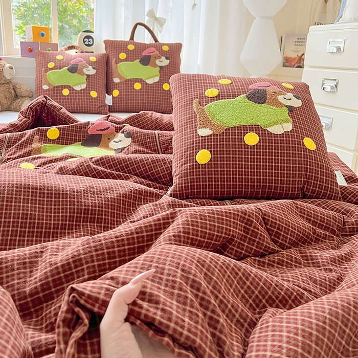 91家纺网 家纺一手货源 找家纺 （总）古本家居 2026新款全棉毛巾绣帽子狗抱枕被系列