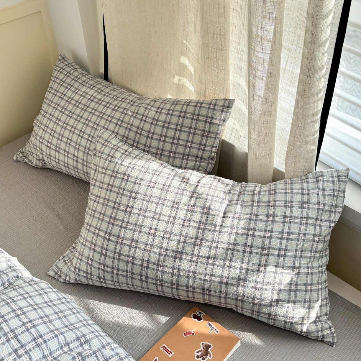 91家纺网 家纺一手货源 找家纺 N先生+V 13814689556 发大图/买家秀 2026新款无印风泡芙双层纱四件套 知禾-蓝