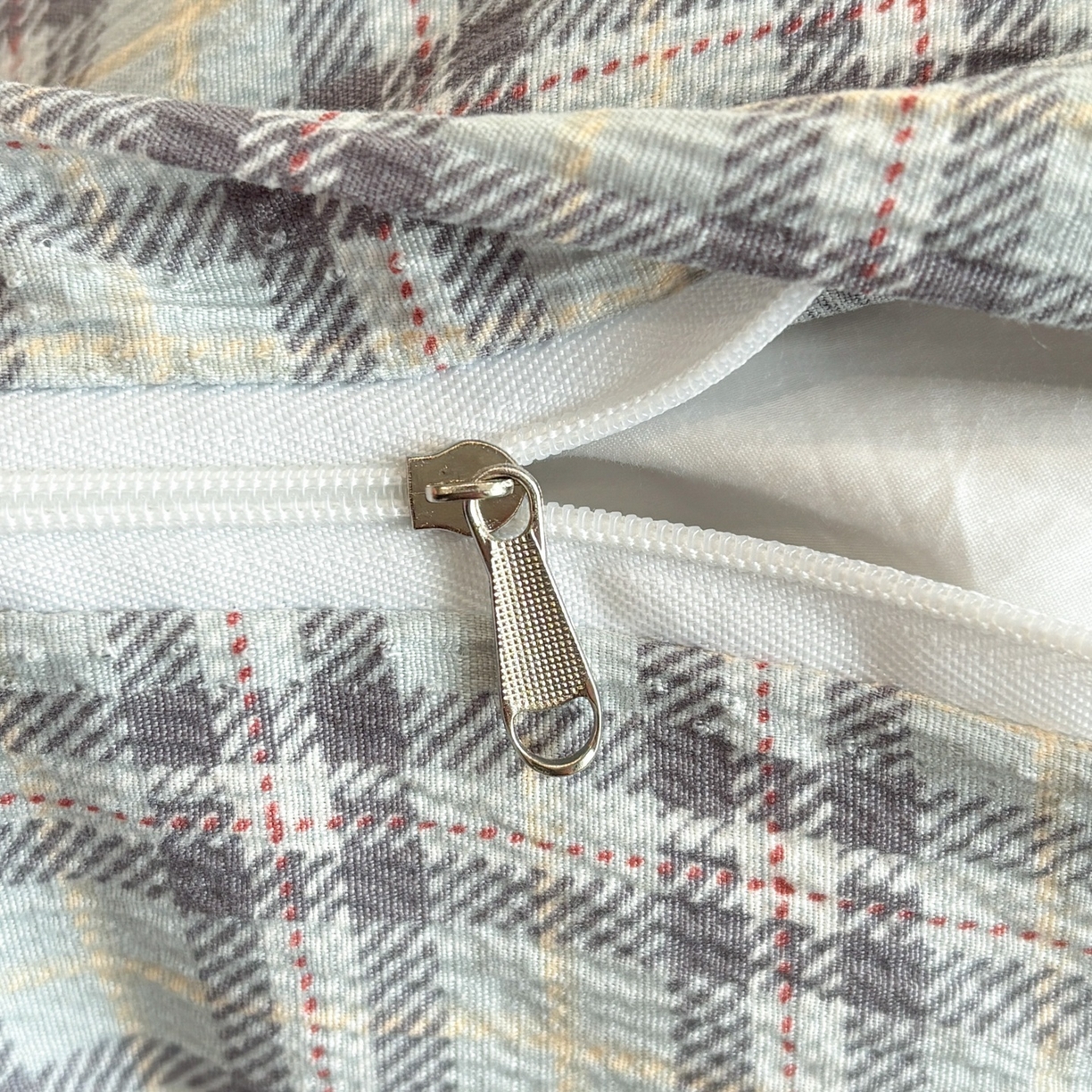 91家纺网 家纺一手货源 找家纺 N先生+V 13814689556 发大图/买家秀 2026新款无印风泡芙双层纱四件套 知禾-蓝