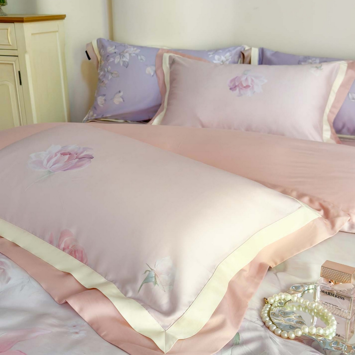 91家纺网 家纺一手货源 找家纺 （总）芯丝路家纺 2026新款天丝棉数码印花四件套（双拼角工艺款）