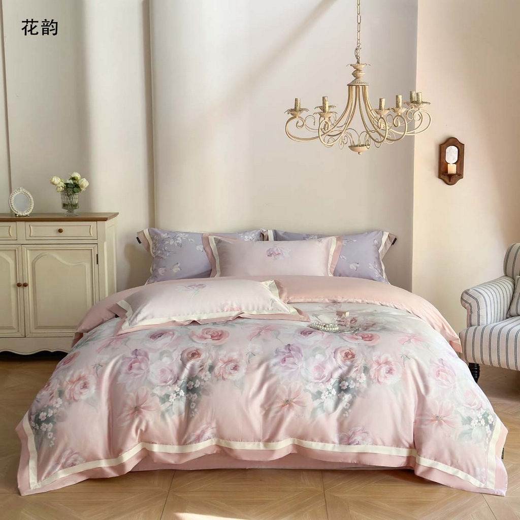 （总）芯丝路家纺 2026新款天丝棉数码印花四件套（双拼角工艺款）