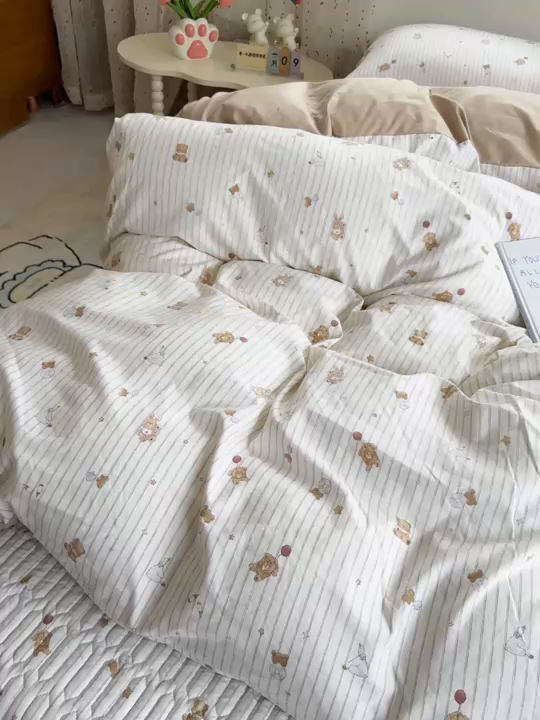 91家纺网 家纺一手货源 找家纺 花满路 2026新款床盖四件套 熊熊聚会