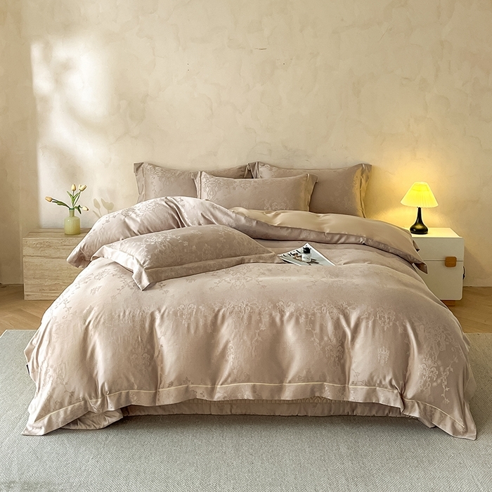 91家纺网 家纺一手货源 找家纺 （总）大麦家纺 2026新款水洗真丝提花床盖四件套丝韵繁花