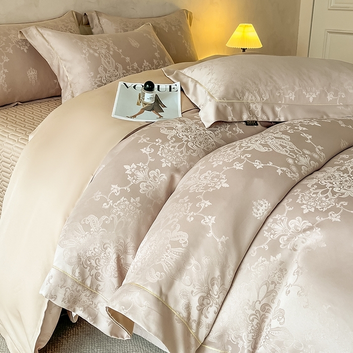 91家纺网 家纺一手货源 找家纺 （总）大麦家纺 2026新款水洗真丝提花床盖四件套丝韵繁花