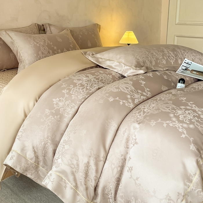 91家纺网 家纺一手货源 找家纺 （总）大麦家纺 2026新款水洗真丝提花床盖四件套丝韵繁花