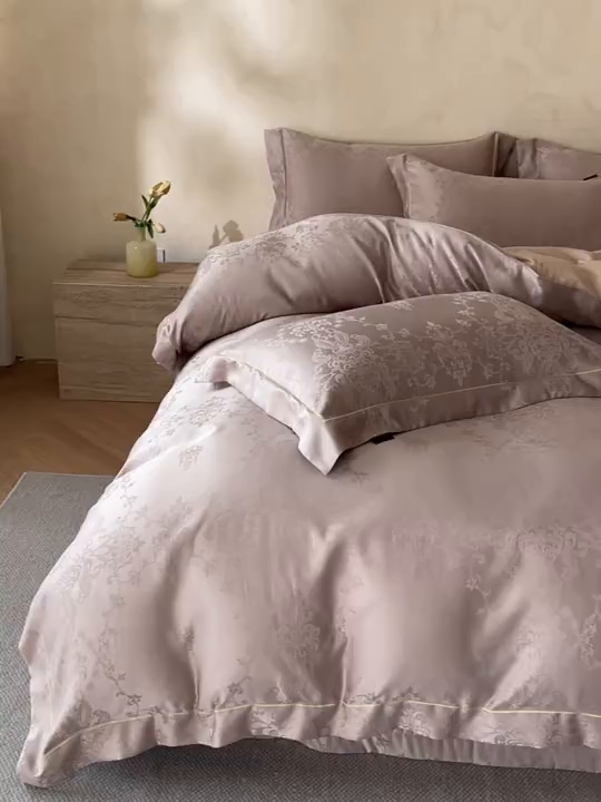 91家纺网 家纺一手货源 找家纺 （总）大麦家纺 2026新款水洗真丝提花床盖四件套丝韵繁花