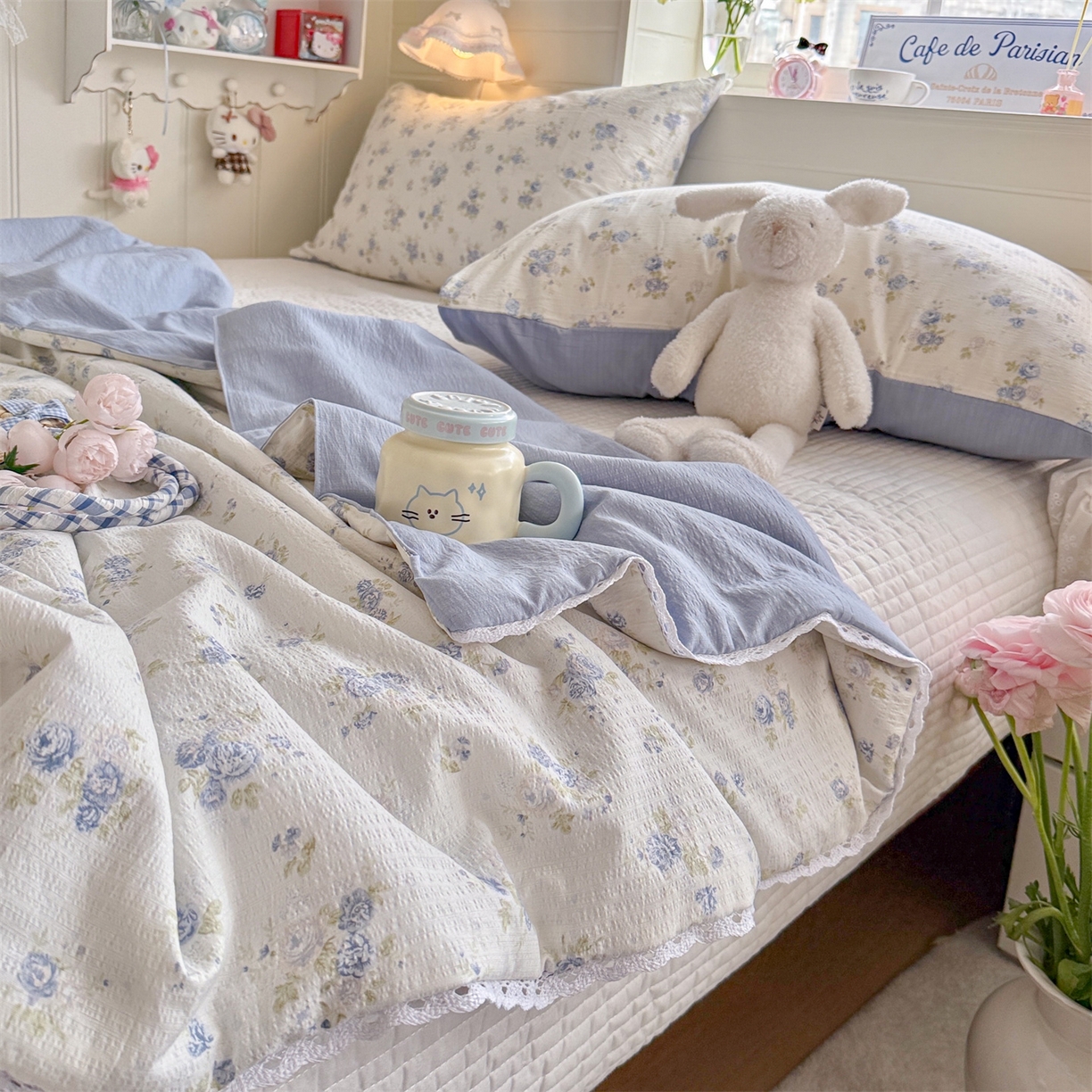 91家纺网 家纺一手货源 找家纺 名兮家居 2026新款亲肤A类皱皱纱夏被夏凉被空调被 兰香入梦