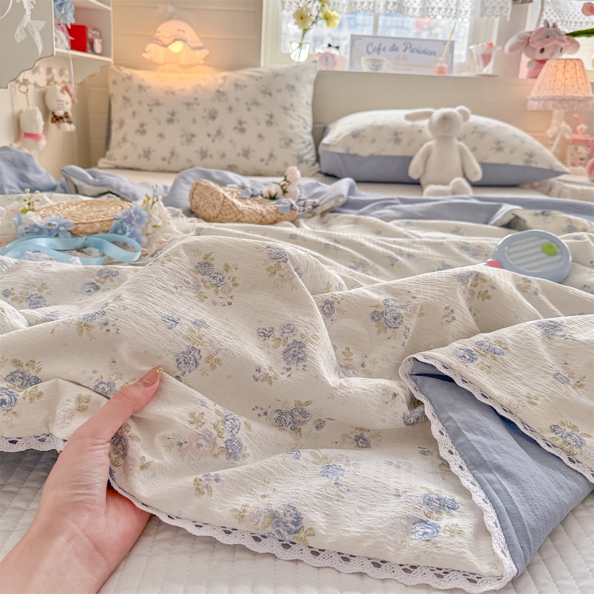 91家纺网 家纺一手货源 找家纺 名兮家居 2026新款亲肤A类皱皱纱夏被夏凉被空调被 兰香入梦