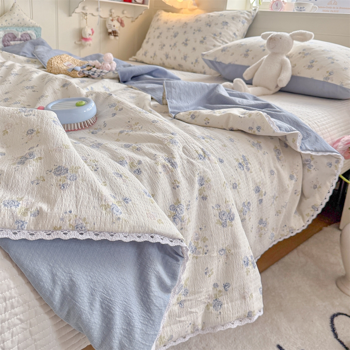 91家纺网 家纺一手货源 找家纺 名兮家居 2026新款亲肤A类皱皱纱夏被夏凉被空调被 兰香入梦