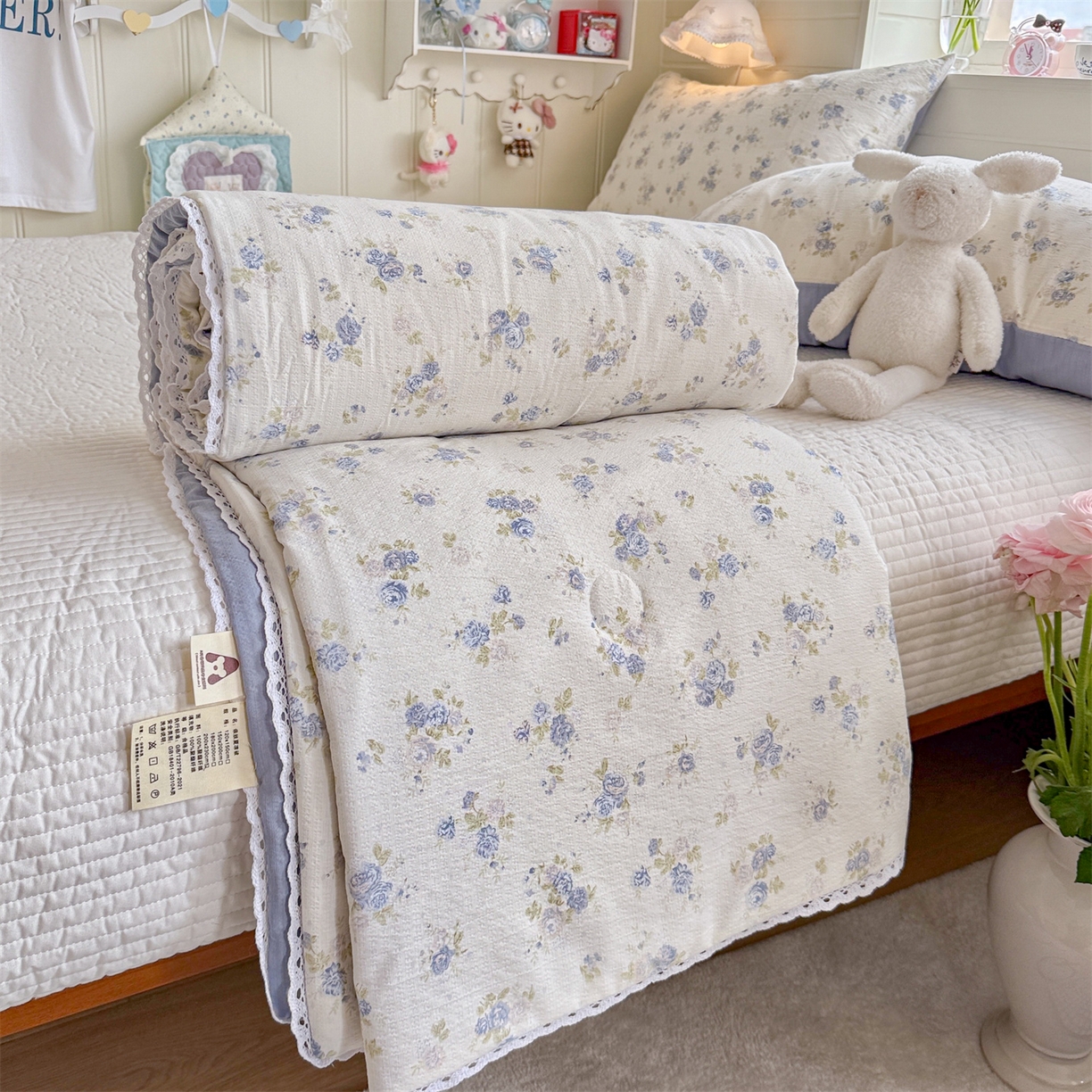 91家纺网 家纺一手货源 找家纺 名兮家居 2026新款亲肤A类皱皱纱夏被夏凉被空调被 兰香入梦