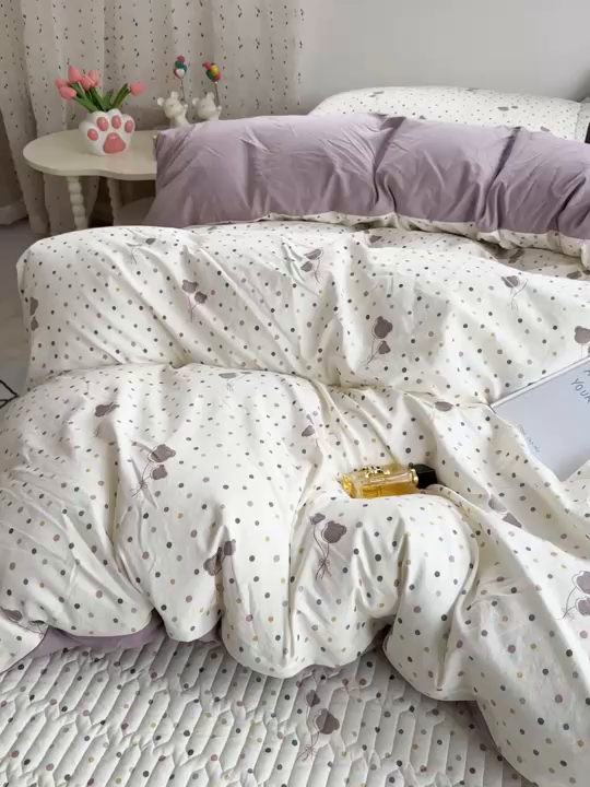 91家纺网 家纺一手货源 找家纺 花满路 2026新款床盖四件套 气球小熊