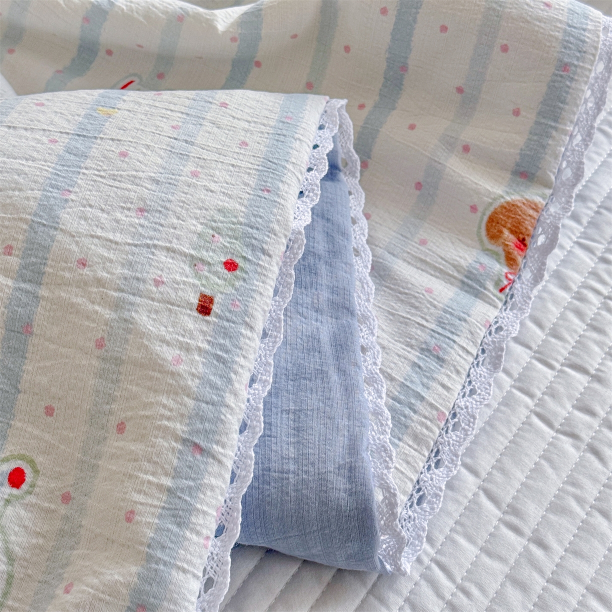 91家纺网 家纺一手货源 找家纺 名兮家居 2026新款亲肤A类皱皱纱夏被夏凉被空调被 蓝条日记