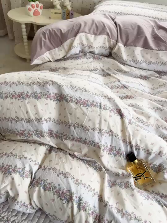 91家纺网 家纺一手货源 找家纺 花满路 2026新款床盖四件套 花藤紫