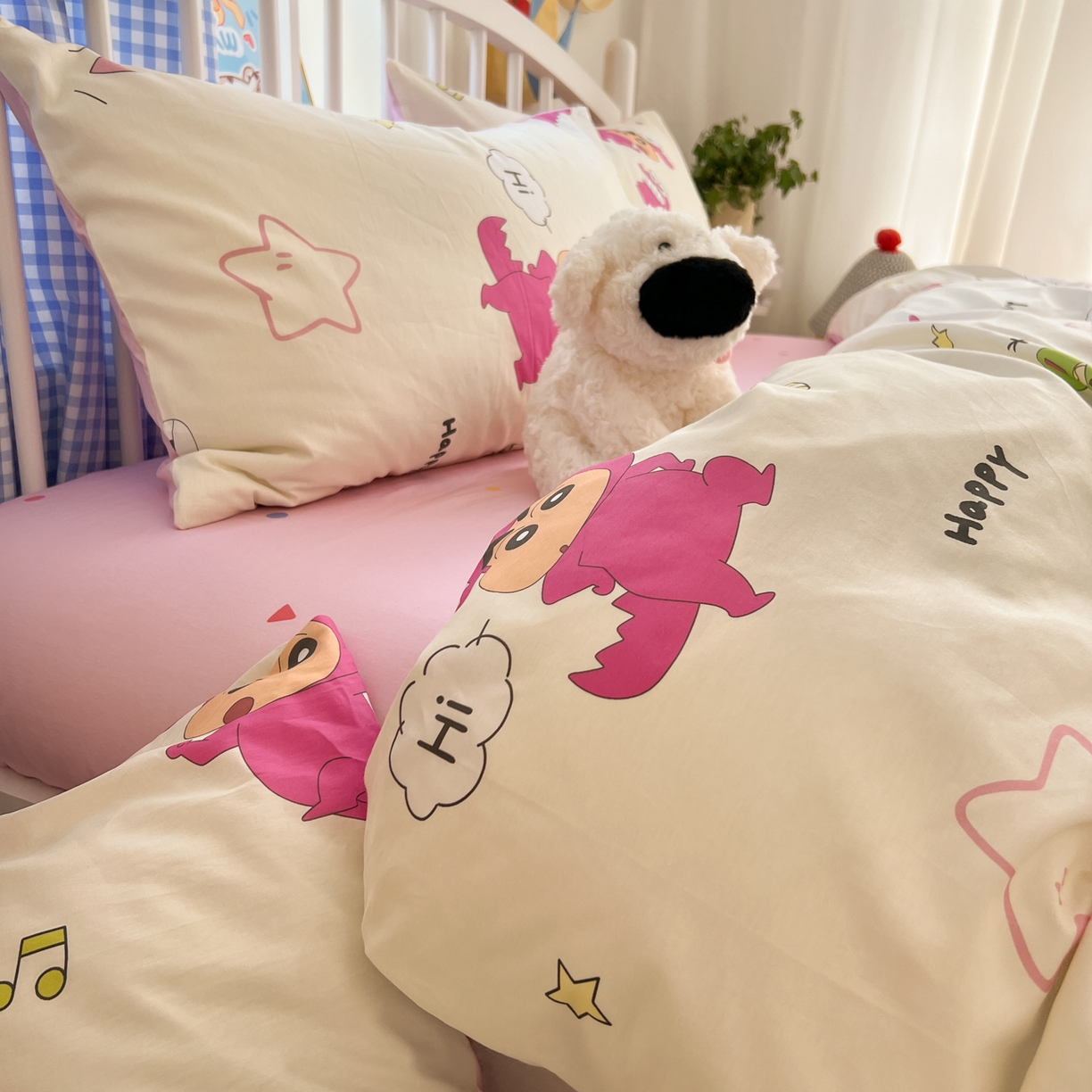 91家纺网 家纺一手货源 找家纺 （总）桃子家居 2026春夏新款蜡笔小新授权全棉纯棉印花卡通系列四件套