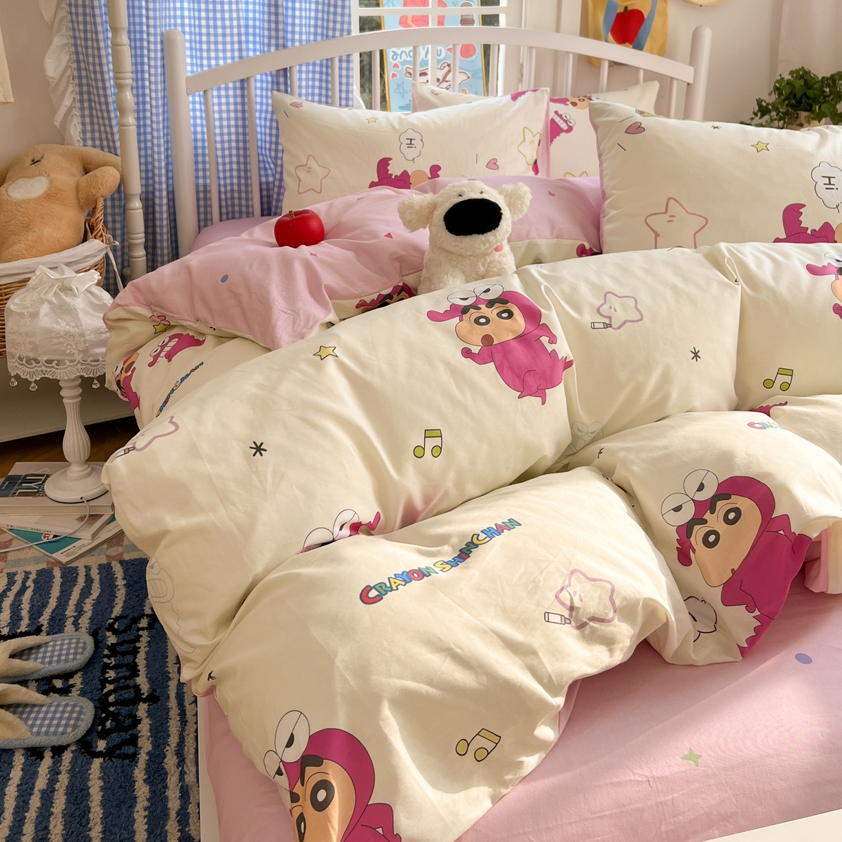 91家纺网 家纺一手货源 找家纺 （总）桃子家居 2026春夏新款蜡笔小新授权全棉纯棉印花卡通系列四件套