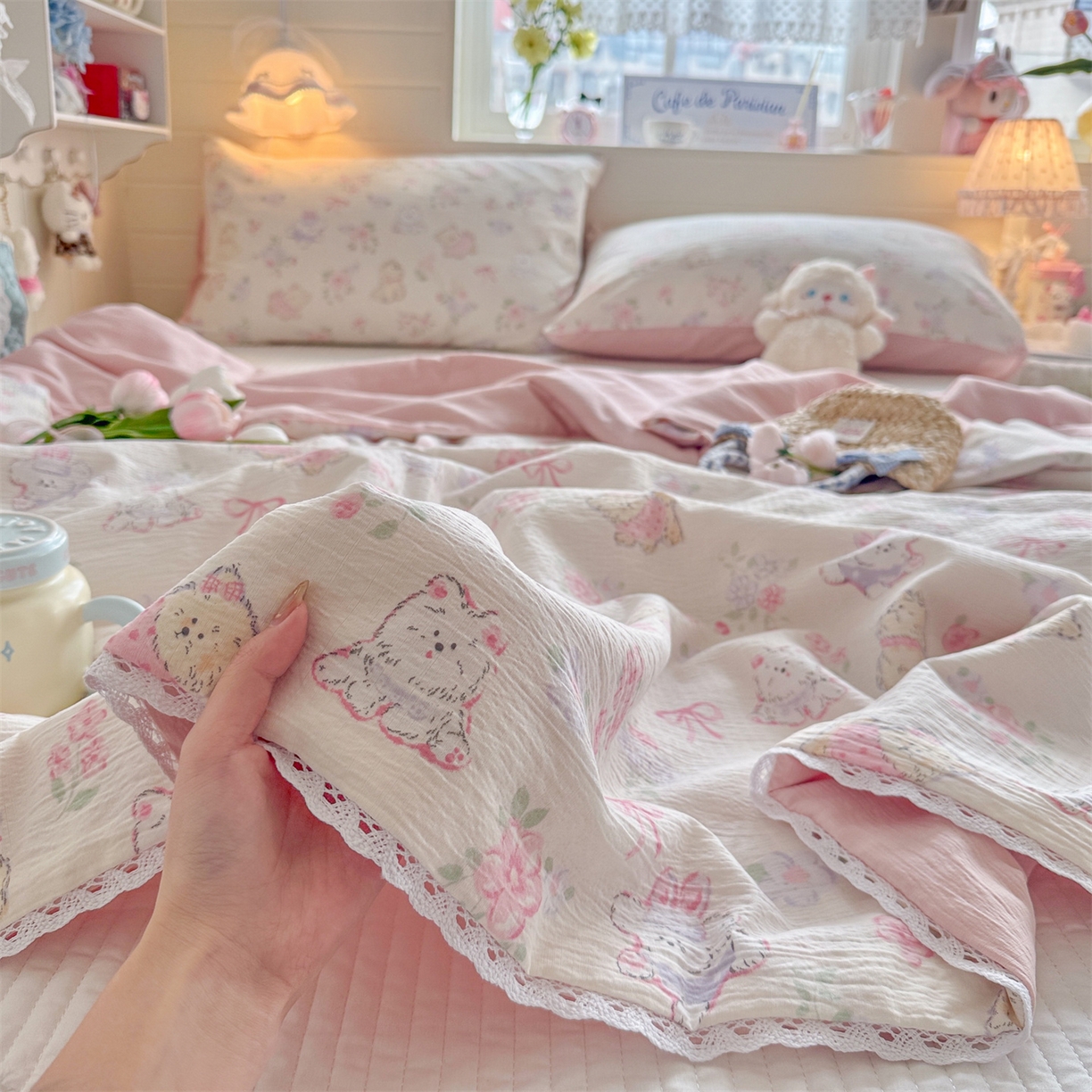 91家纺网 家纺一手货源 找家纺 名兮家居 2026新款亲肤A类皱皱纱夏被夏凉被空调被 美娜