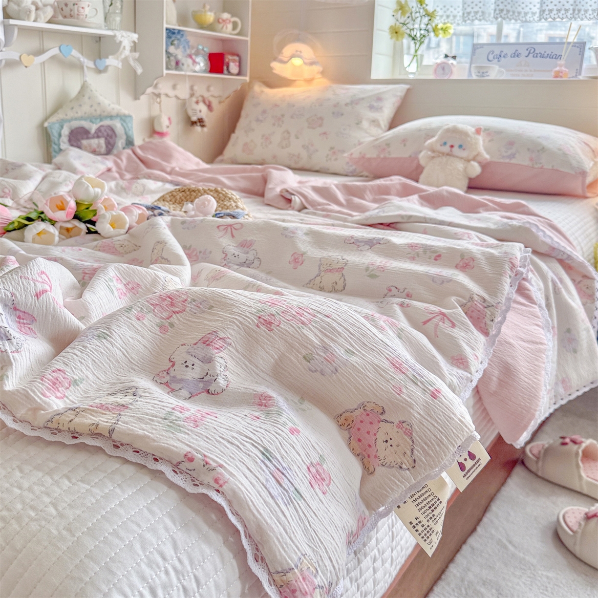 91家纺网 家纺一手货源 找家纺 名兮家居 2026新款亲肤A类皱皱纱夏被夏凉被空调被 美娜