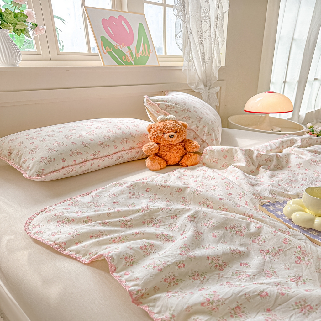 91家纺网 家纺一手货源 找家纺 （总）圣尔雅家纺 2026新款印花夏被小碎花贝壳绣皱皱棉夏凉被空调被