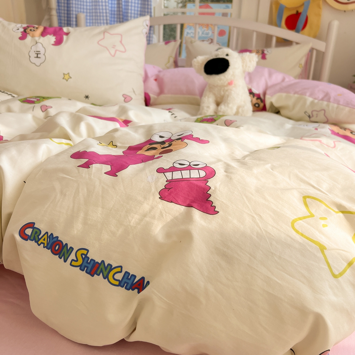 91家纺网 家纺一手货源 找家纺 （总）桃子家居 2026春夏新款蜡笔小新授权全棉纯棉印花卡通系列四件套