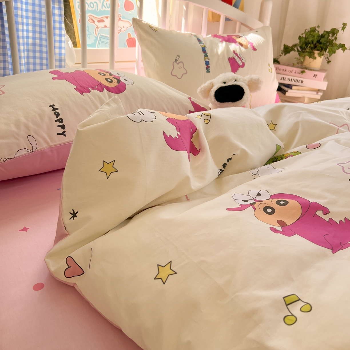 91家纺网 家纺一手货源 找家纺 （总）桃子家居 2026春夏新款蜡笔小新授权全棉纯棉印花卡通系列四件套