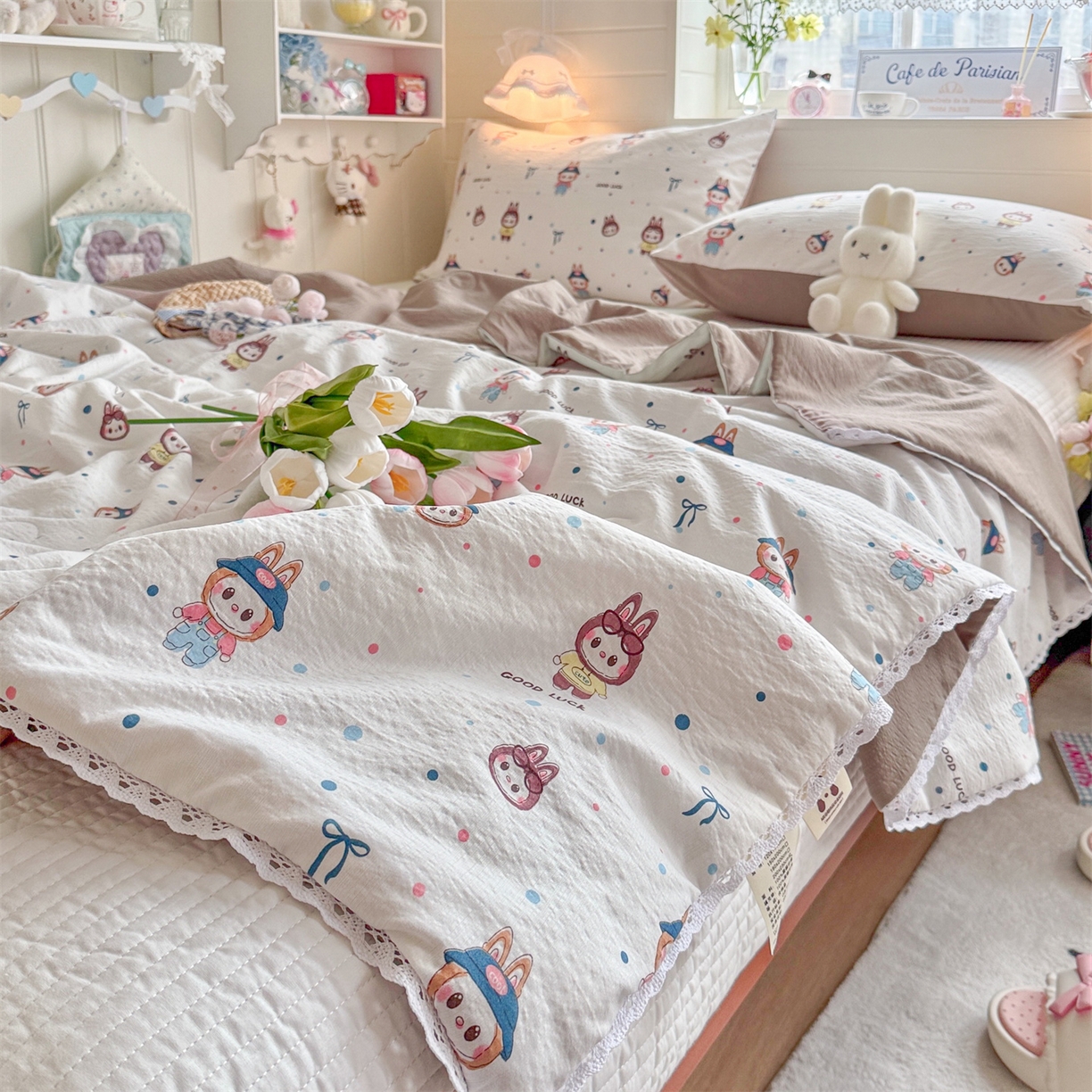 91家纺网 家纺一手货源 找家纺 名兮家居 2026新款亲肤A类皱皱纱夏被夏凉被空调被 泡泡兔