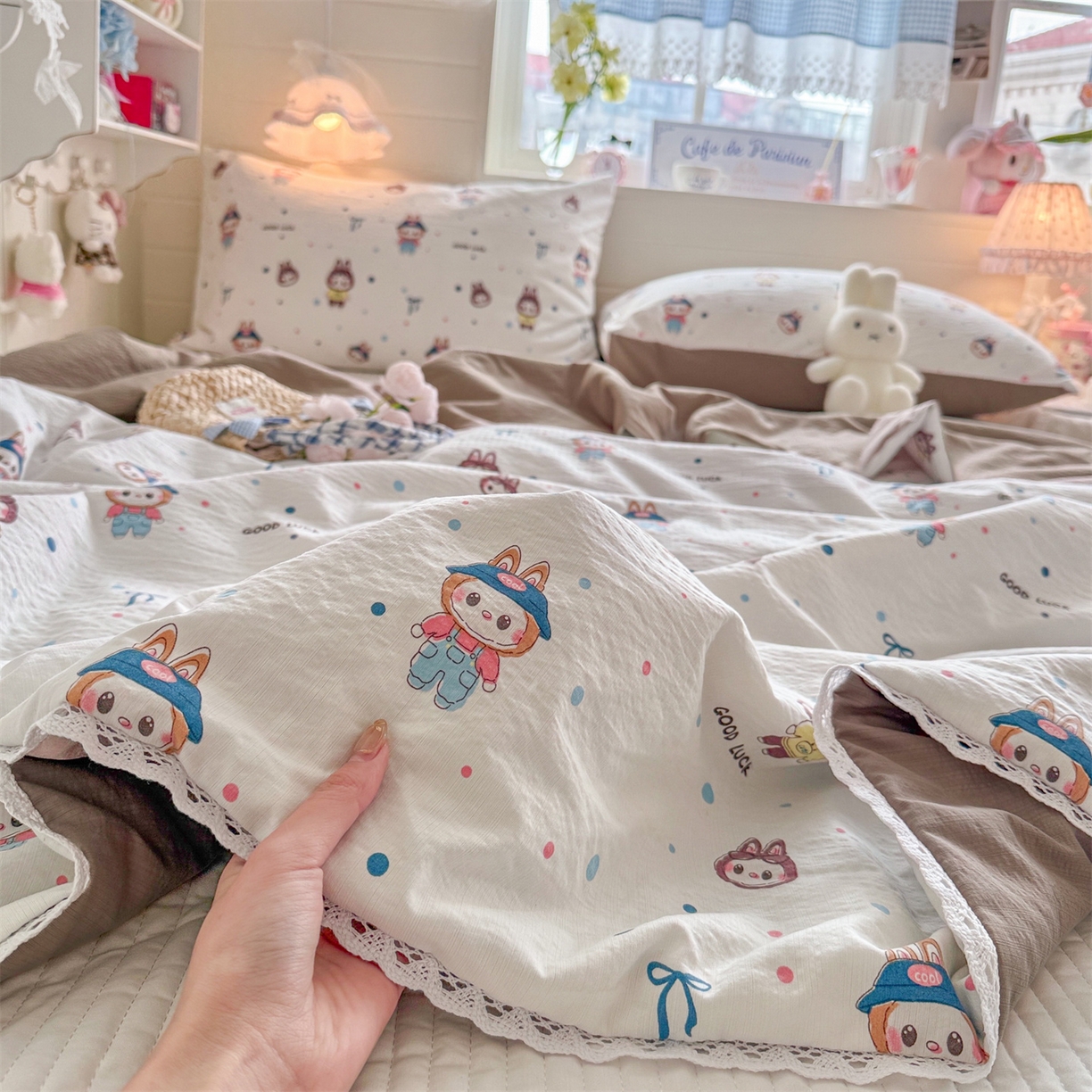 91家纺网 家纺一手货源 找家纺 名兮家居 2026新款亲肤A类皱皱纱夏被夏凉被空调被 泡泡兔