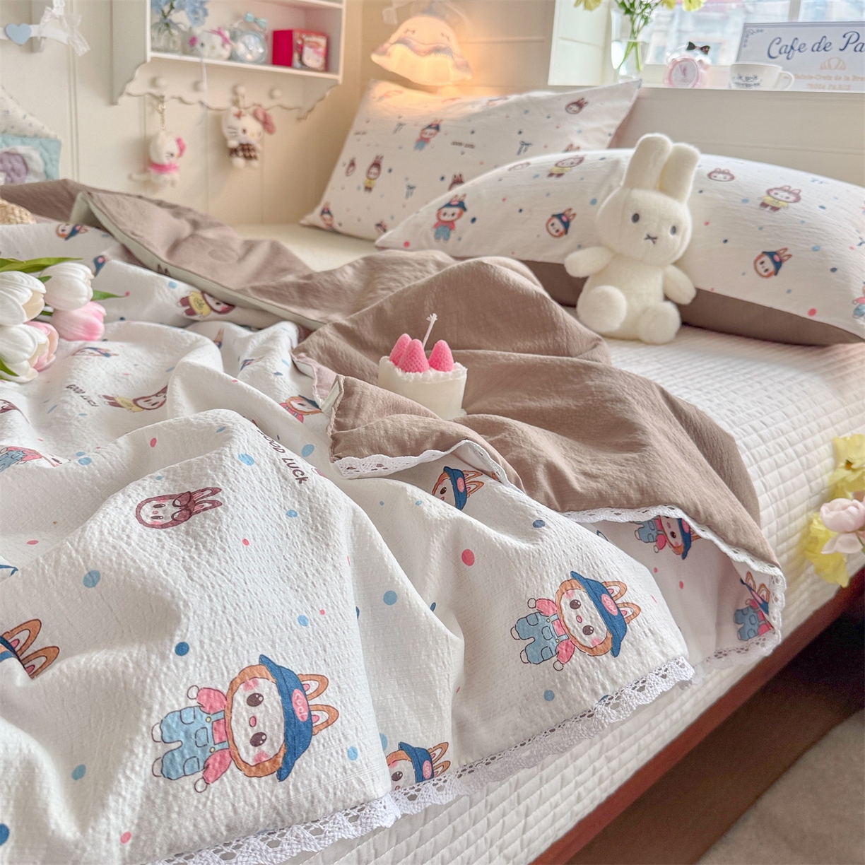 91家纺网 家纺一手货源 找家纺 名兮家居 2026新款亲肤A类皱皱纱夏被夏凉被空调被 泡泡兔