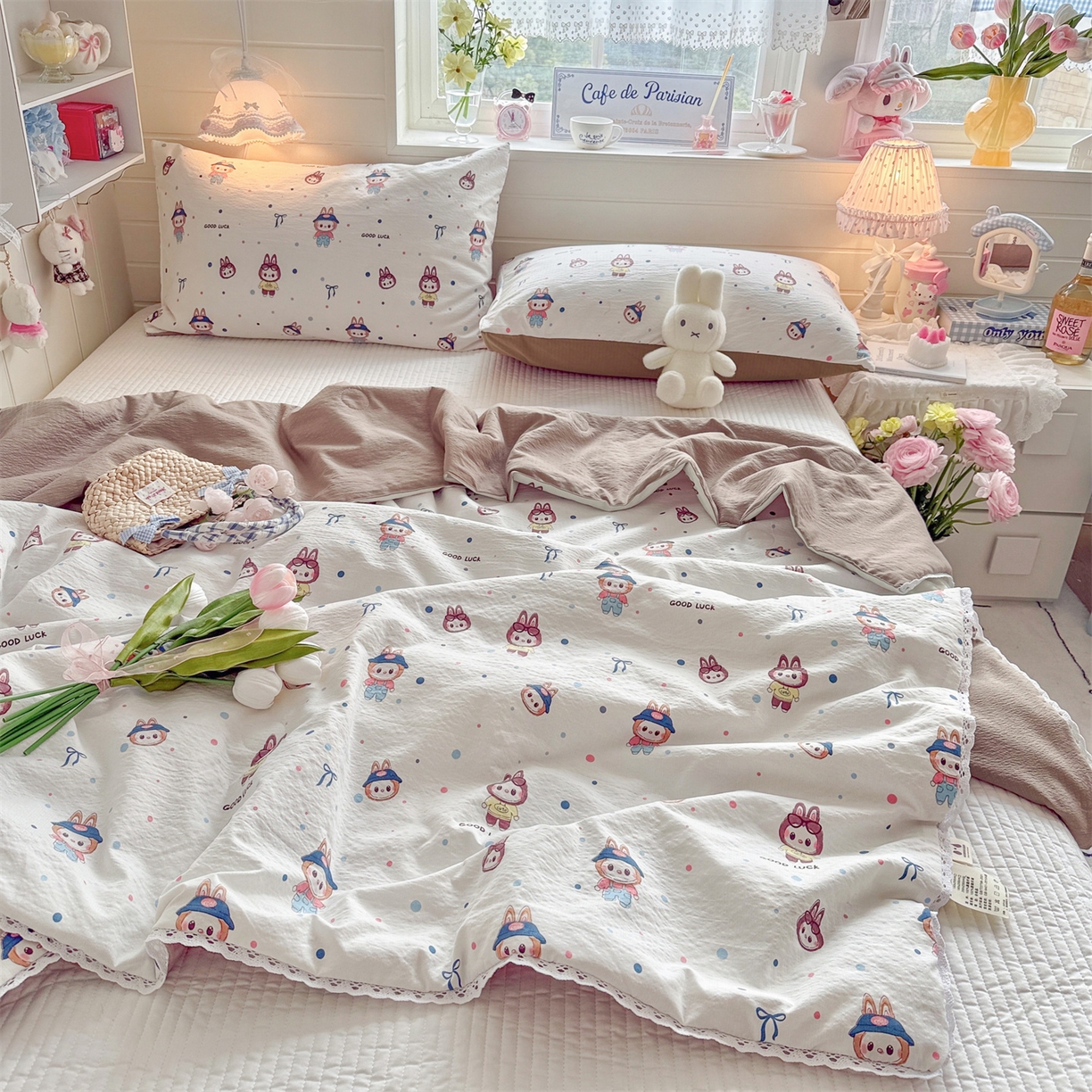 91家纺网 家纺一手货源 找家纺 名兮家居 2026新款亲肤A类皱皱纱夏被夏凉被空调被 泡泡兔