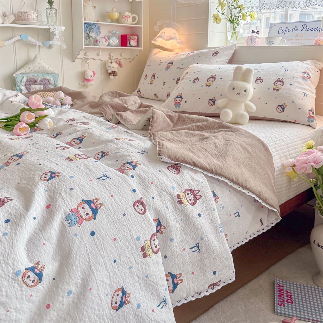 91家纺网 家纺一手货源 找家纺 名兮家居 2026新款亲肤A类皱皱纱夏被夏凉被空调被 泡泡兔