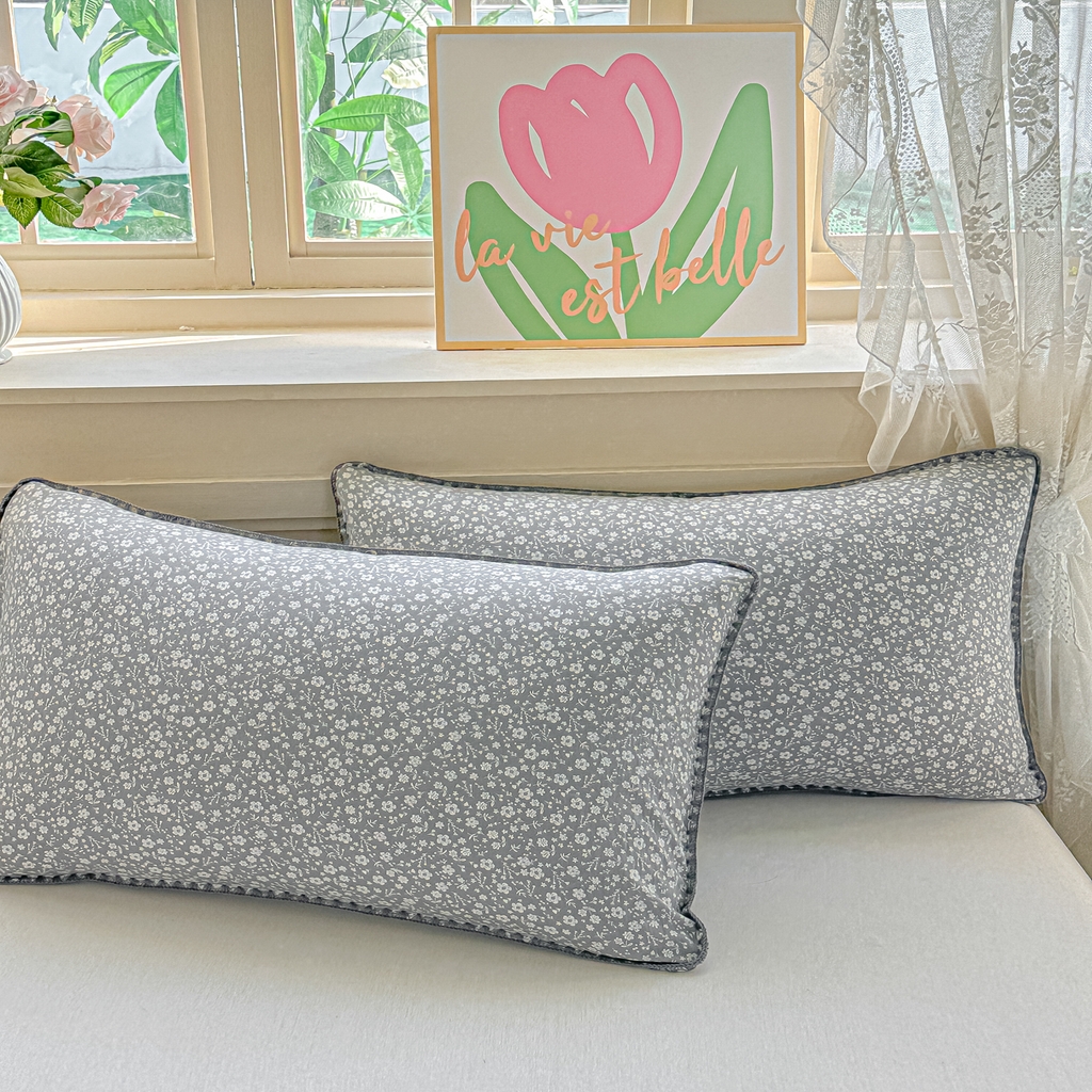 91家纺网 家纺一手货源 找家纺 圣尔雅家纺 2026新款印花夏被小碎花贝壳绣皱皱棉夏凉被空调被 朵真灰