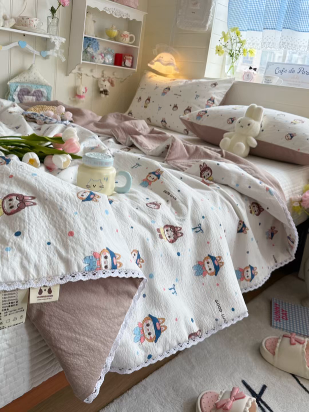 91家纺网 家纺一手货源 找家纺 名兮家居 2026新款亲肤A类皱皱纱夏被夏凉被空调被 泡泡兔